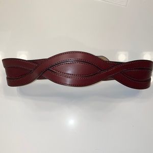 BCBG MAXAZRIA Maroon/Wine Colored Faux Leather Belt Size Small
